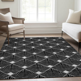 Piper Looms Mayfield Diamonds AMF914 Black Machine Washable Area Rug Lifestyle Image Feature