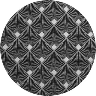 Piper Looms Mayfield Diamonds AMF914 Black Machine Washable Area Rug Round Main Image