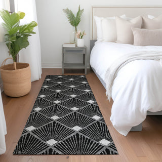 Piper Looms Mayfield Diamonds AMF914 Black Machine Washable Area Rug Runner Lifestyle Image Feature