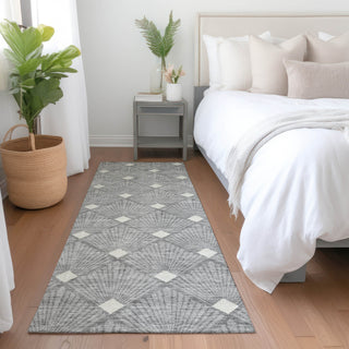 Piper Looms Mayfield Diamonds AMF914 Gray Machine Washable Area Rug Runner Lifestyle Image Feature