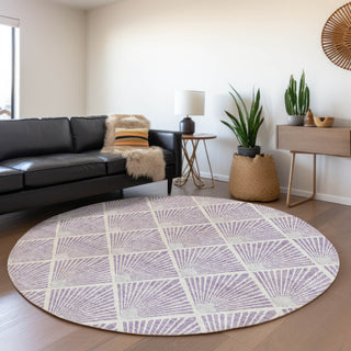 Piper Looms Mayfield Diamonds AMF914 Lavender Machine Washable Area Rug Round Lifestyle Image Feature
