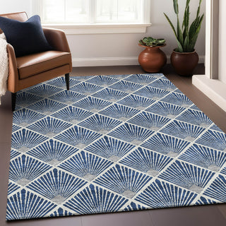 Piper Looms Mayfield Diamonds AMF914 Navy Machine Washable Area Rug Lifestyle Image Feature