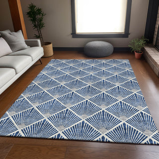 Piper Looms Mayfield Diamonds AMF914 Navy Machine Washable Area Rug Lifestyle Image Feature