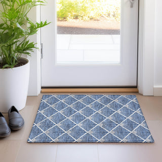 Piper Looms Mayfield Diamonds AMF914 Navy Machine Washable Area Rug Scatter Lifestyle Image Feature