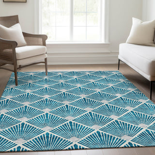 Piper Looms Mayfield Diamonds AMF914 Teal Machine Washable Area Rug Lifestyle Image Feature