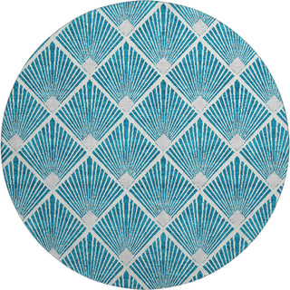 Piper Looms Mayfield Diamonds AMF914 Teal Machine Washable Area Rug Round Main Image