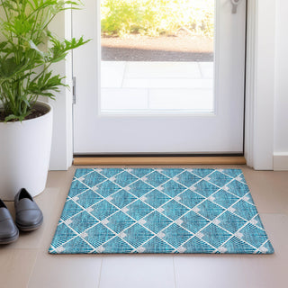 Piper Looms Mayfield Diamonds AMF914 Teal Machine Washable Area Rug Scatter Lifestyle Image Feature
