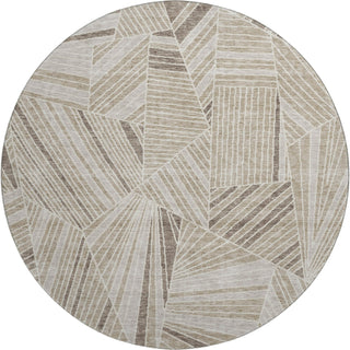Piper Looms Mayfield Geometric AMF915 Beige Machine Washable Area Rug Round Main Image