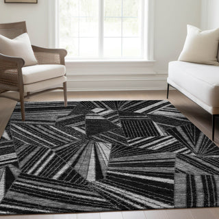 Piper Looms Mayfield Geometric AMF915 Black Machine Washable Area Rug Lifestyle Image Feature