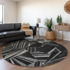 Piper Looms Mayfield Geometric AMF915 Black Machine Washable Area Rug Round Lifestyle Image Feature