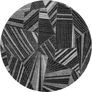 Piper Looms Mayfield Geometric AMF915 Black Machine Washable Area Rug Round Main Image