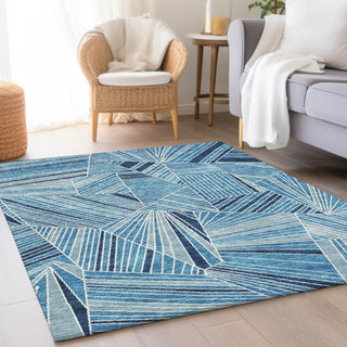 Piper Looms Mayfield Geometric AMF915 Blue Machine Washable Area Rug Lifestyle Image Feature