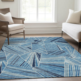 Piper Looms Mayfield Geometric AMF915 Blue Machine Washable Area Rug Lifestyle Image Feature