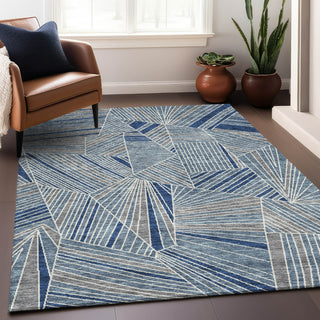 Piper Looms Mayfield Geometric AMF915 Denim Machine Washable Area Rug Lifestyle Image Feature