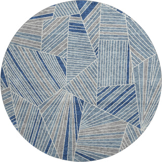 Piper Looms Mayfield Geometric AMF915 Denim Machine Washable Area Rug Round Main Image