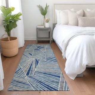 Piper Looms Mayfield Geometric AMF915 Denim Machine Washable Area Rug Runner Lifestyle Image Feature
