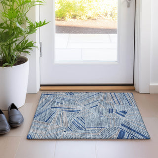 Piper Looms Mayfield Geometric AMF915 Denim Machine Washable Area Rug Scatter Lifestyle Image Feature