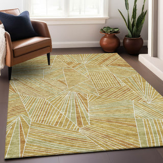 Piper Looms Mayfield Geometric AMF915 Gold Machine Washable Area Rug Lifestyle Image Feature