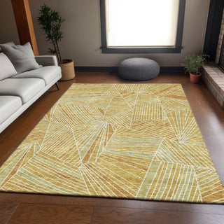 Piper Looms Mayfield Geometric AMF915 Gold Machine Washable Area Rug Lifestyle Image Feature