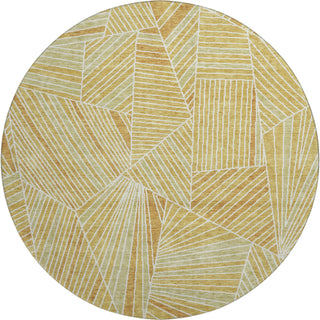 Piper Looms Mayfield Geometric AMF915 Gold Machine Washable Area Rug Round Main Image