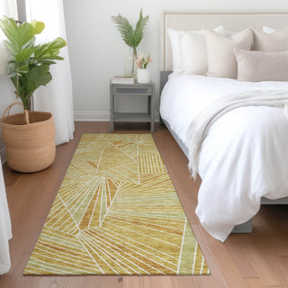 Piper Looms Mayfield Geometric AMF915 Gold Machine Washable Area Rug Runner Lifestyle Image Feature