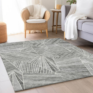 Piper Looms Mayfield Geometric AMF915 Gray Machine Washable Area Rug Lifestyle Image Feature