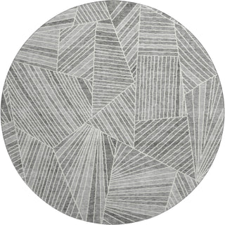 Piper Looms Mayfield Geometric AMF915 Gray Machine Washable Area Rug Round Main Image