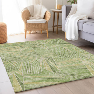 Piper Looms Mayfield Geometric AMF915 Green Machine Washable Area Rug Lifestyle Image Feature