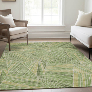 Piper Looms Mayfield Geometric AMF915 Green Machine Washable Area Rug Lifestyle Image Feature