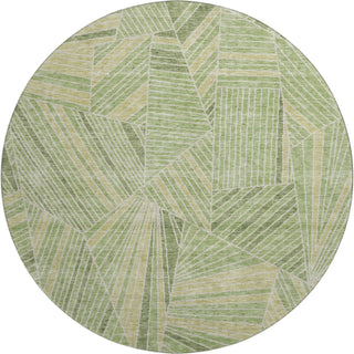 Piper Looms Mayfield Geometric AMF915 Green Machine Washable Area Rug Round Main Image