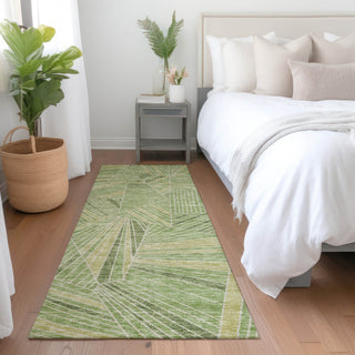 Piper Looms Mayfield Geometric AMF915 Green Machine Washable Area Rug Runner Lifestyle Image Feature