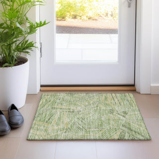 Piper Looms Mayfield Geometric AMF915 Green Machine Washable Area Rug Scatter Lifestyle Image Feature