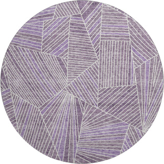 Piper Looms Mayfield Geometric AMF915 Purple Machine Washable Area Rug Round Main Image
