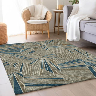 Piper Looms Mayfield Geometric AMF915 Taupe Machine Washable Area Rug Lifestyle Image Feature