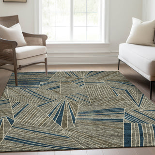 Piper Looms Mayfield Geometric AMF915 Taupe Machine Washable Area Rug Lifestyle Image Feature