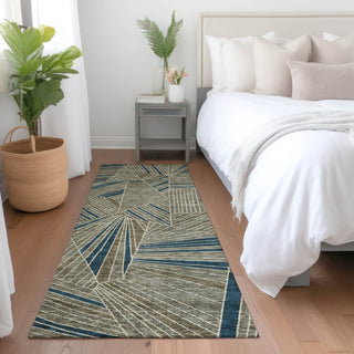 Piper Looms Mayfield Geometric AMF915 Taupe Machine Washable Area Rug Runner Lifestyle Image Feature