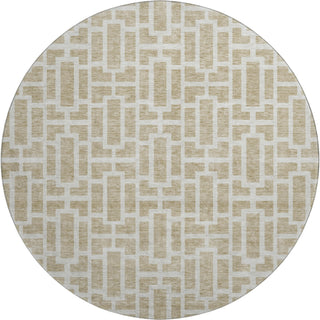 Piper Looms Mayfield Geometric AMF916 Beige Machine Washable Area Rug Round Main Image