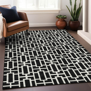 Piper Looms Mayfield Geometric AMF916 Black Machine Washable Area Rug Lifestyle Image Feature