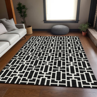 Piper Looms Mayfield Geometric AMF916 Black Machine Washable Area Rug Lifestyle Image Feature