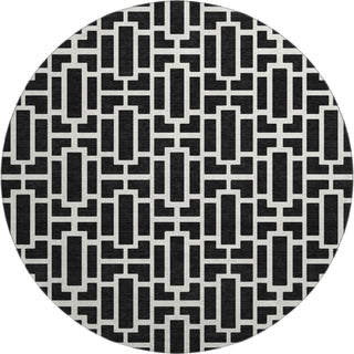 Piper Looms Mayfield Geometric AMF916 Black Machine Washable Area Rug Round Main Image