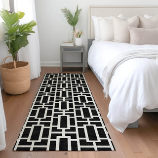 Piper Looms Mayfield Geometric AMF916 Black Machine Washable Area Rug Runner Lifestyle Image Feature