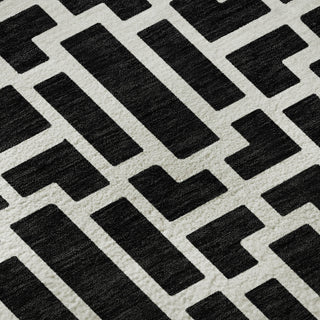Piper Looms Mayfield Geometric AMF916 Black Machine Washable Area Rug Swatch Image