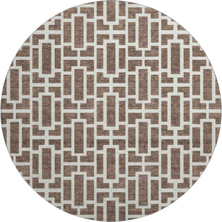 Piper Looms Mayfield Geometric AMF916 Brown Machine Washable Area Rug Round Main Image