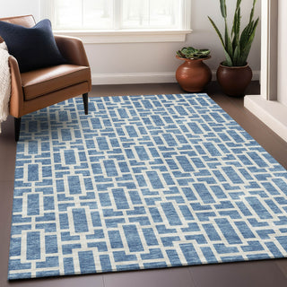 Piper Looms Mayfield Geometric AMF916 Denim Machine Washable Area Rug Lifestyle Image Feature