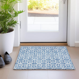 Piper Looms Mayfield Geometric AMF916 Denim Machine Washable Area Rug Scatter Lifestyle Image Feature