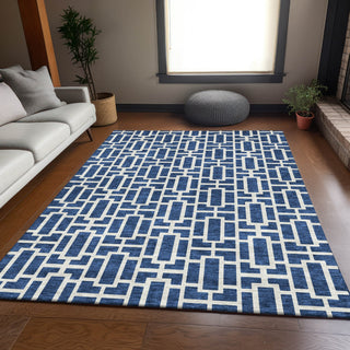 Piper Looms Mayfield Geometric AMF916 Navy Machine Washable Area Rug Lifestyle Image Feature
