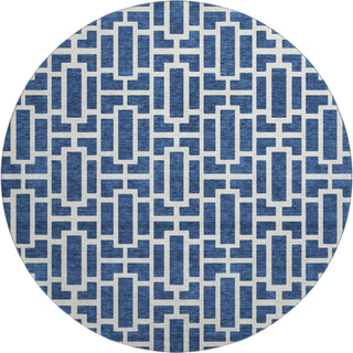 Piper Looms Mayfield Geometric AMF916 Navy Machine Washable Area Rug Round Main Image