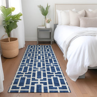 Piper Looms Mayfield Geometric AMF916 Navy Machine Washable Area Rug Runner Lifestyle Image Feature