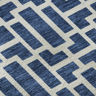 Piper Looms Mayfield Geometric AMF916 Navy Machine Washable Area Rug Swatch Image