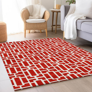 Piper Looms Mayfield Geometric AMF916 Red Machine Washable Area Rug Lifestyle Image Feature